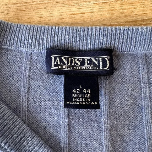 Lands’ End Bkue 100% Cashmere Sweater Vest Size Large - Picture 3 of 5